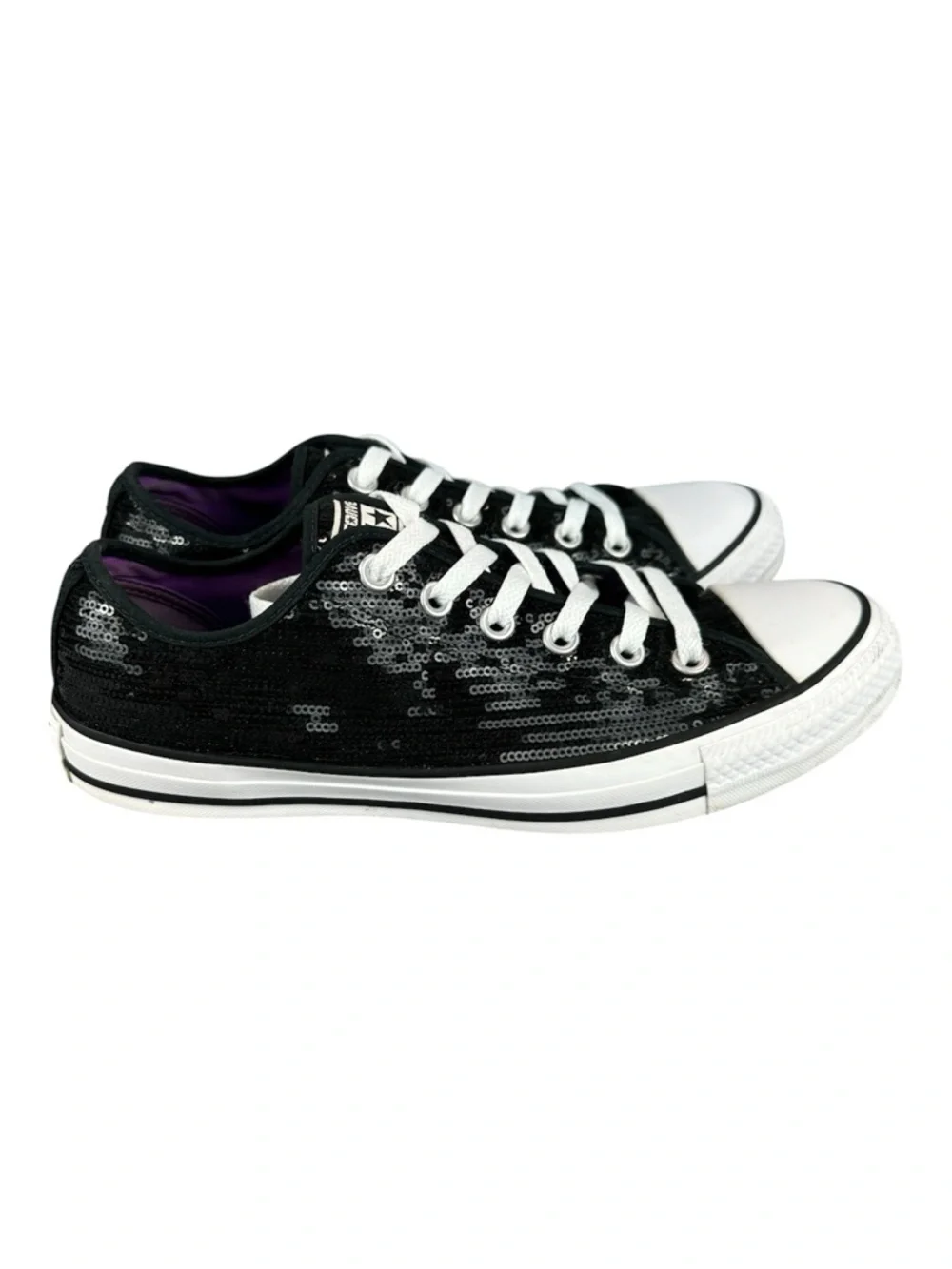 Converse Chuck Taylor All Star Sequin Ox Black Women’s 10 Sneakers Low Top Shoes - Picture 2 of 15